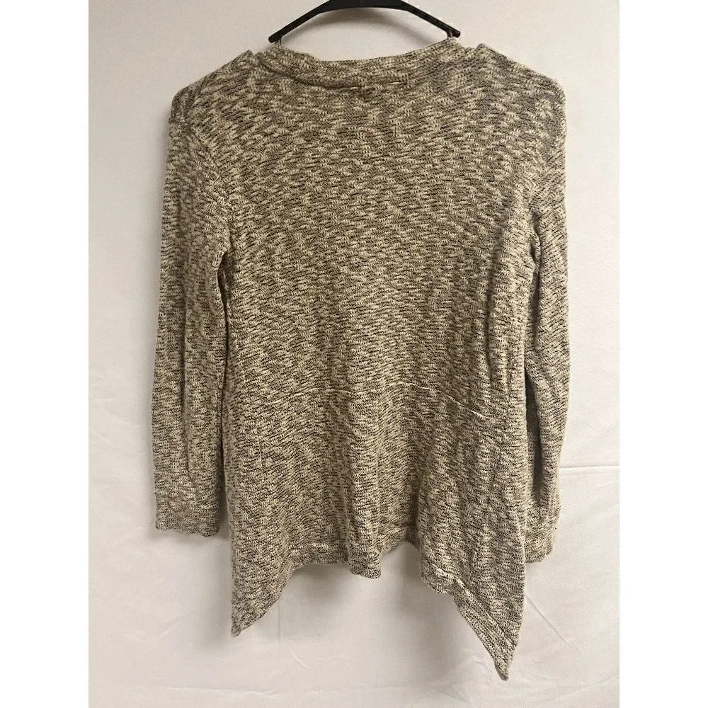 Tucker + Tate Womens Waterfall Cardigan Open Front Nordstrom Oatmeal/Black Large - Picture 5 of 6